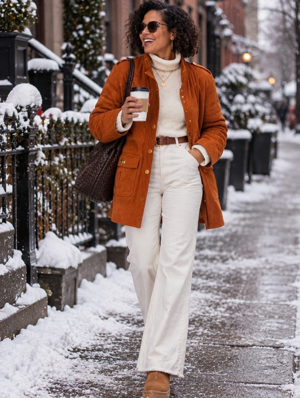 Chico's Orange Suede Snap-Front Utility Jacket